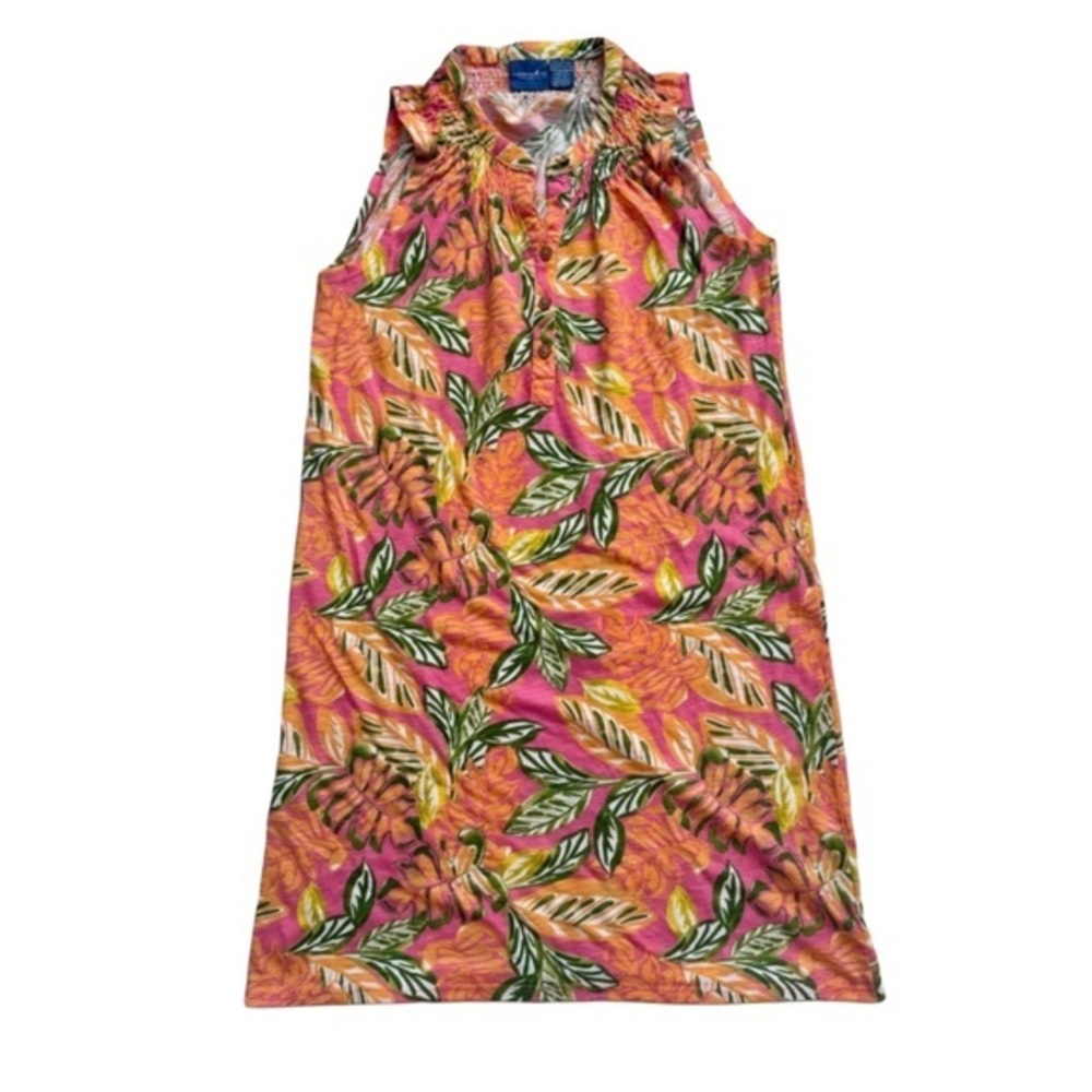 Caribbean Joe Pink and Orange Leaf Print Top